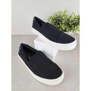 TOMS Women's Black Canvas Slip On Shoes Polka Dot Accent Size 6.5‎